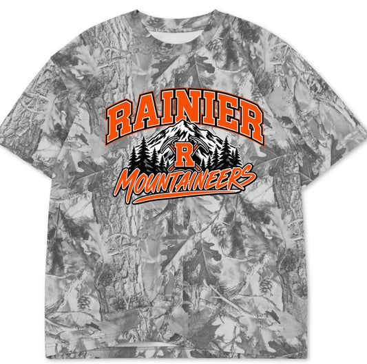 Rainier mountaineers boxy premium grey camo tee (youth XS-Adult 4XL)