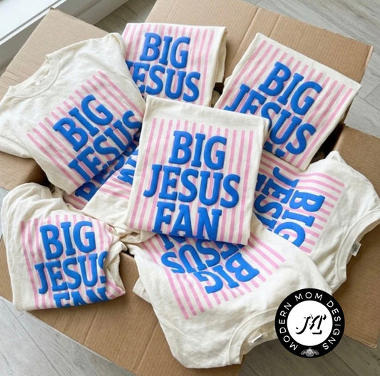 Big Jesus fan puff print tee