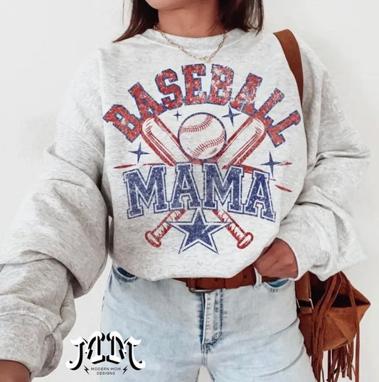 Baseball mama(tee, crewneck, or hoodie)