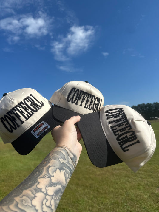 COFFEEGRL black/ivory embroidered trucker