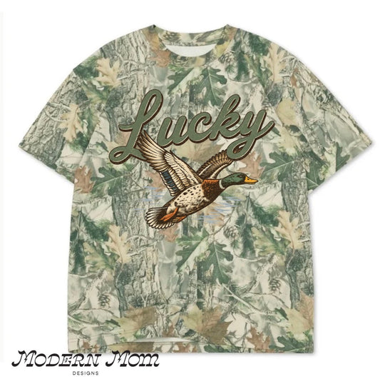 Lucky duck camo oversized boxy fit premium tee shirt