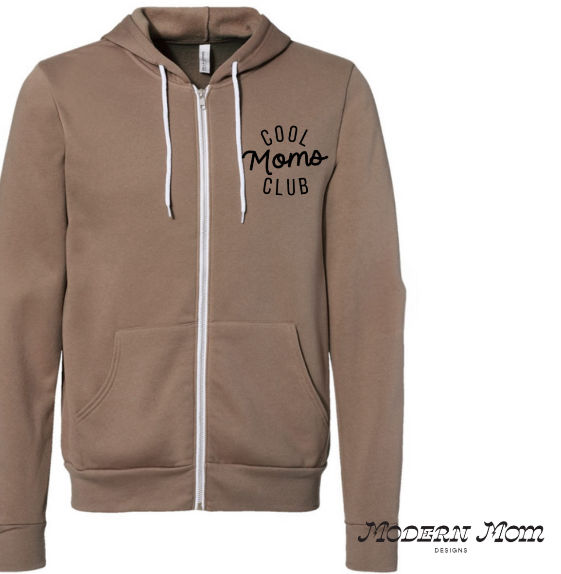 Cool moms club zip up (front chest print only)