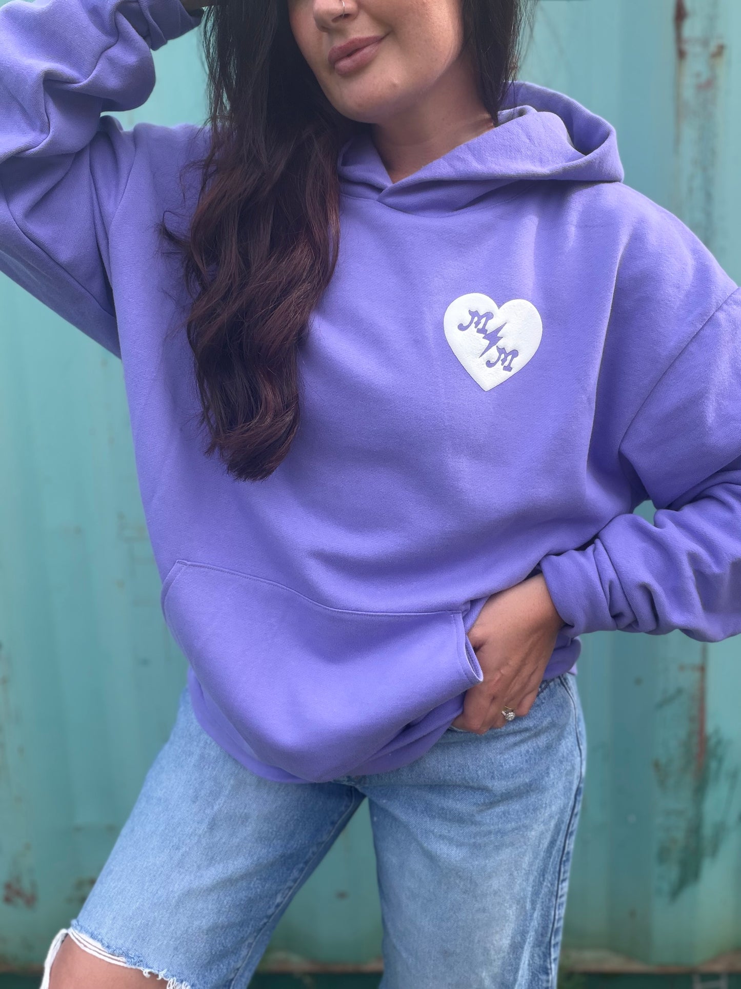 M|M puff heart violet premium hoodie