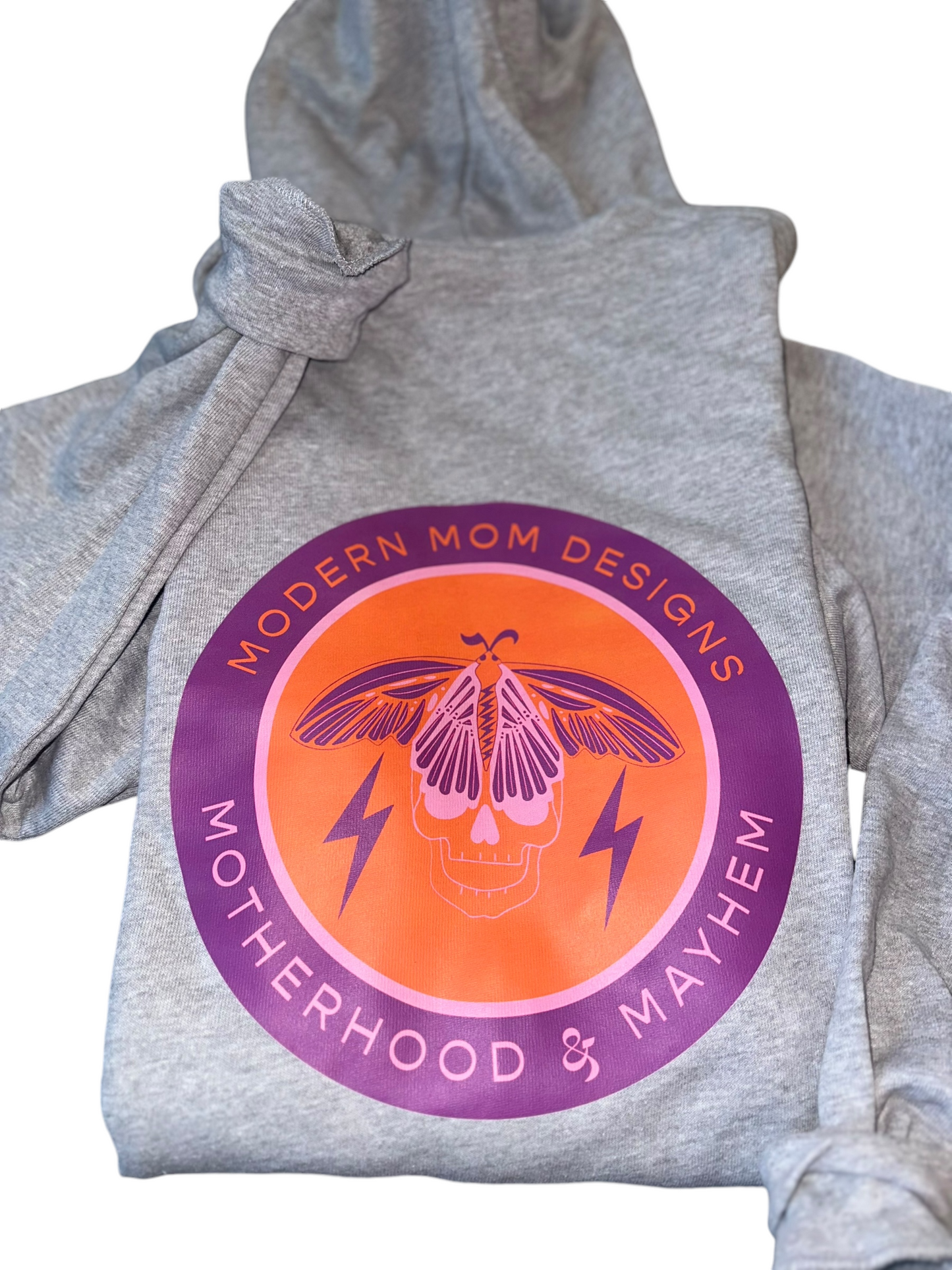 Motherhood & Mayhem re-brand zip up Heather grey