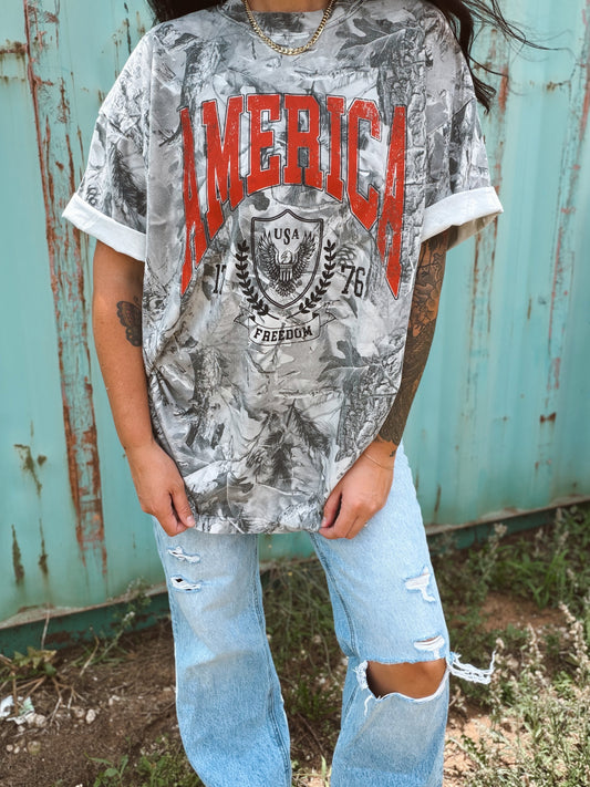 America Grey camo oversized tee