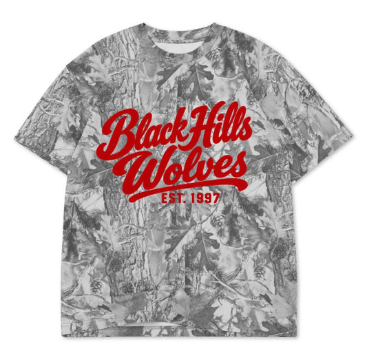 Black Hills Wolves grey camo premium boxy oversized fit tee shirt (youth-Adult)