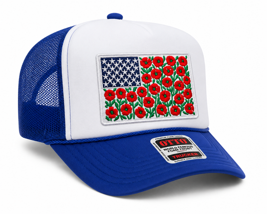 Royal blue floral flag