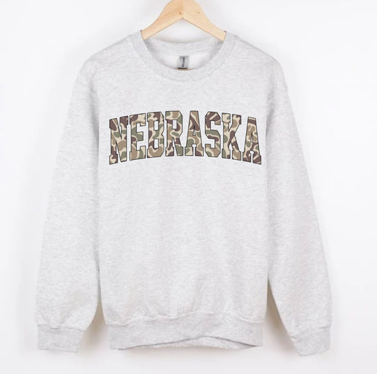 NEBRASKA duck camo CREWNECK