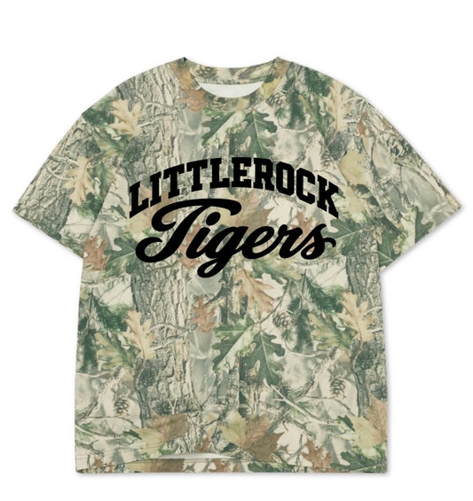 Littlerock Tigers boxy premium wood camo tee (youth XS-Adult 3XL)
