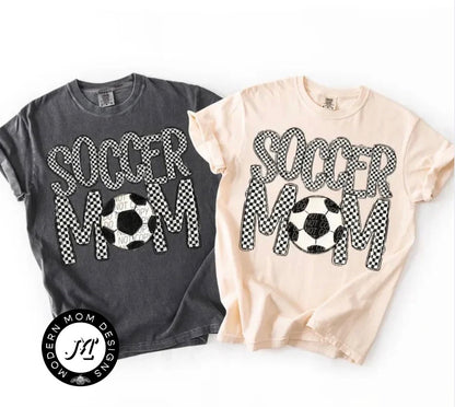 Checkered soccer mom (tee shirt, crewneck or hoodie)
