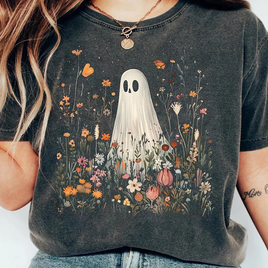Floral ghost (tee shirt, crewneck or hoodie)
