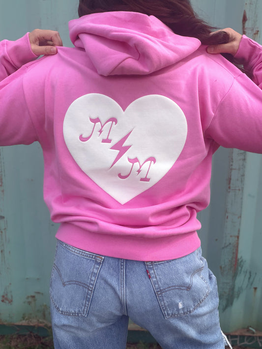 M|M puff heart pink premium hoodie