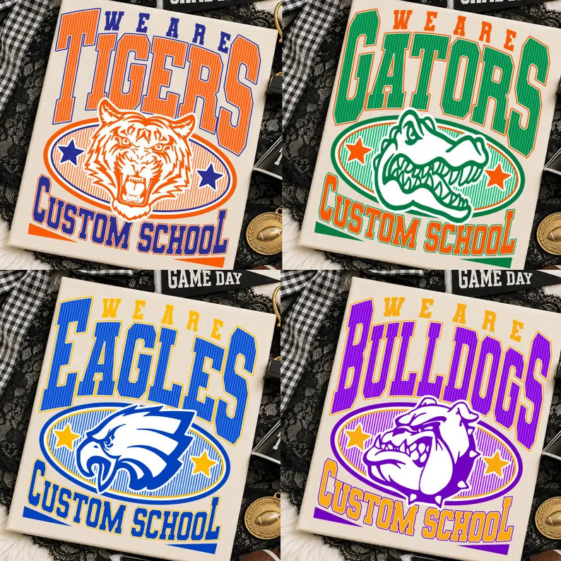 MASCOT NAME/SCHOOL ABBREVIATION.-any name & colors