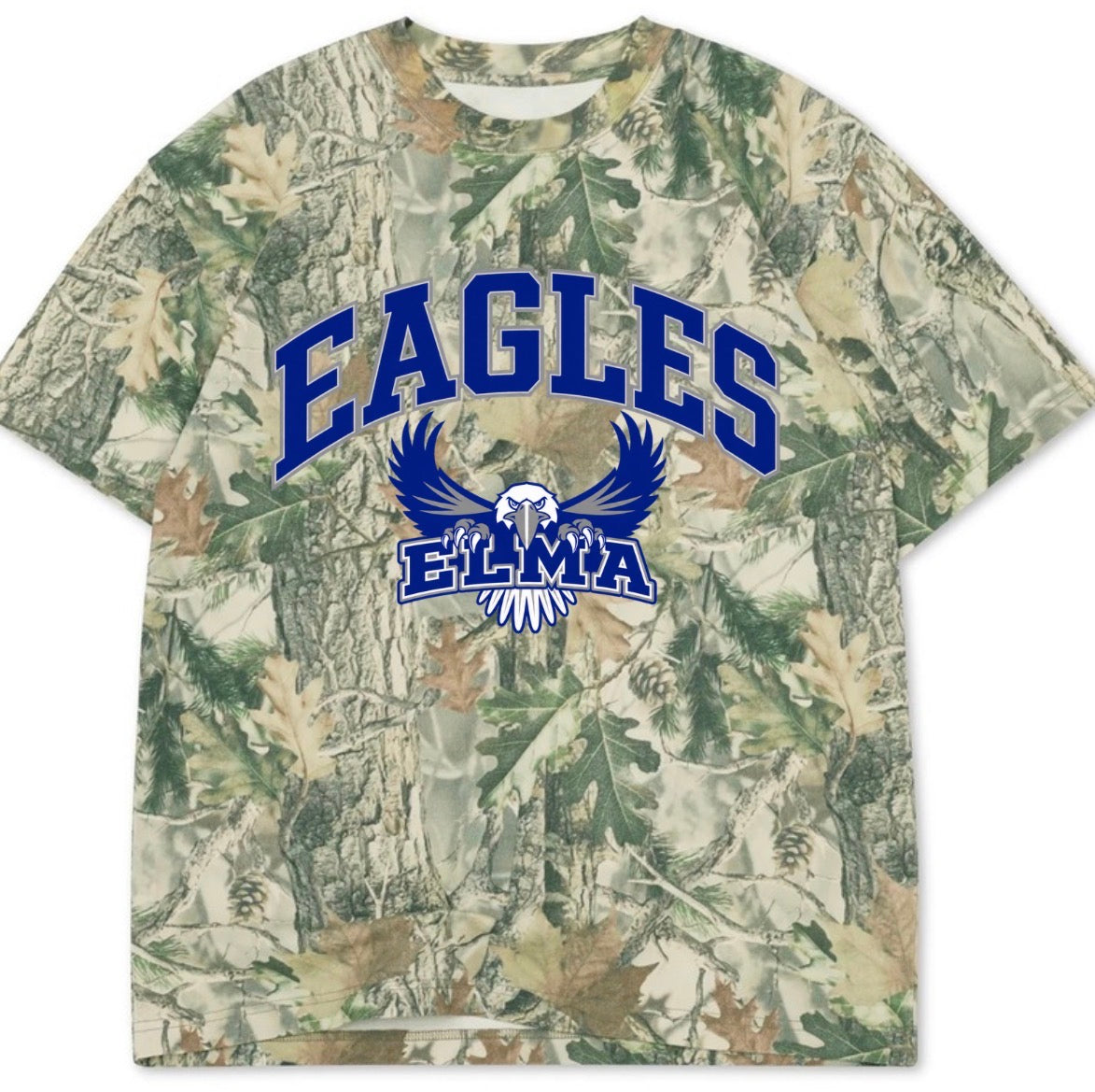 Elma Eagles boxy premium wood camo tee (youth XS-Adult 3XL)