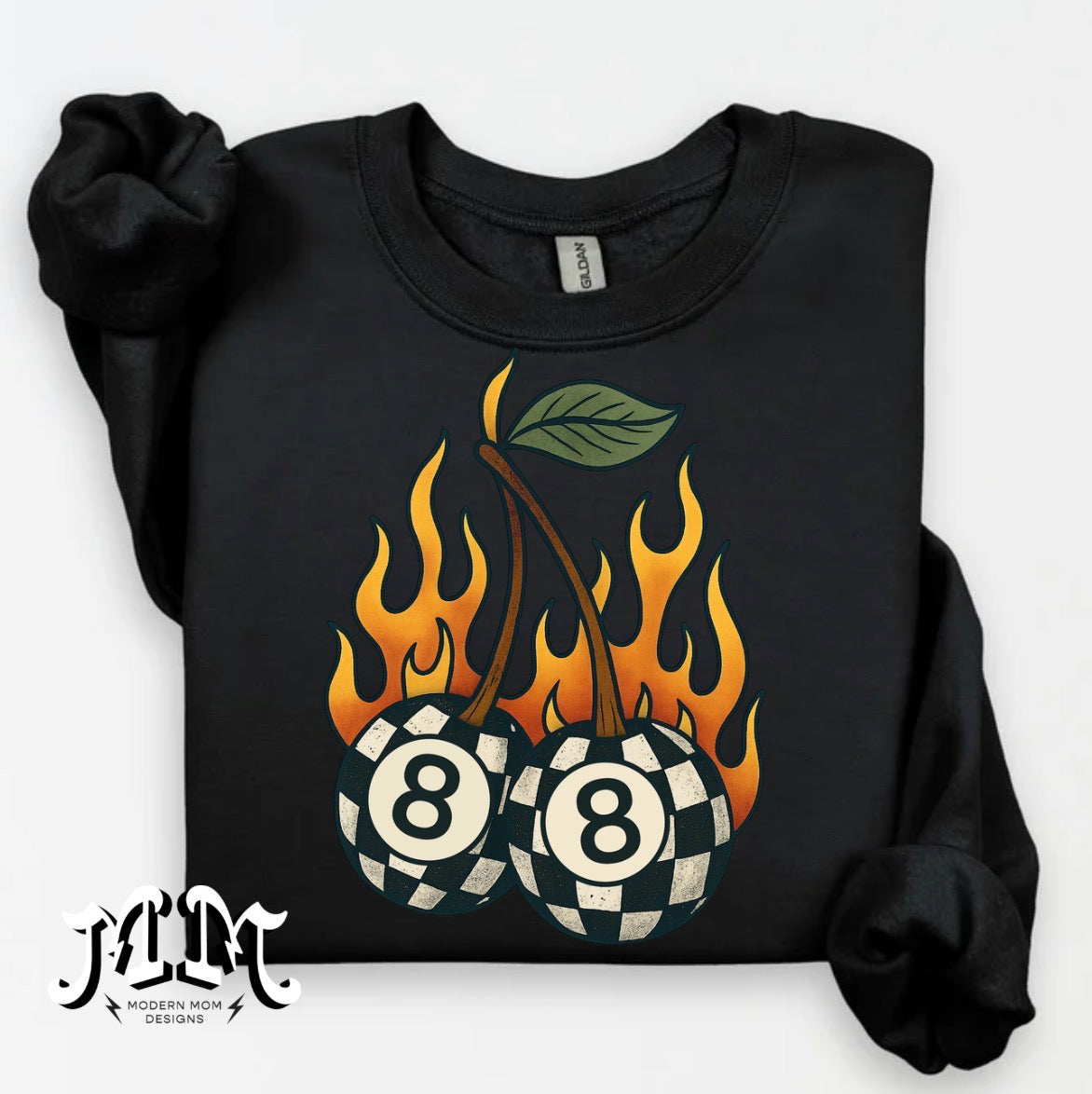 Flame 8 ball-black(tee, crewneck or hoodie)