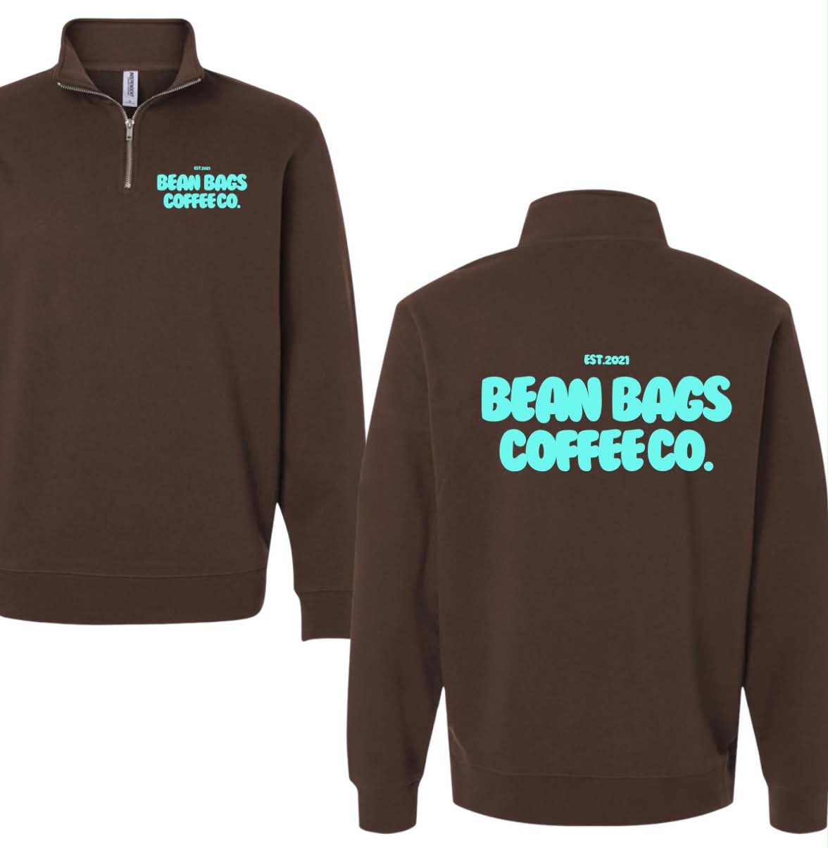 Bean Bags Coffee Co. bubble print quarter zip