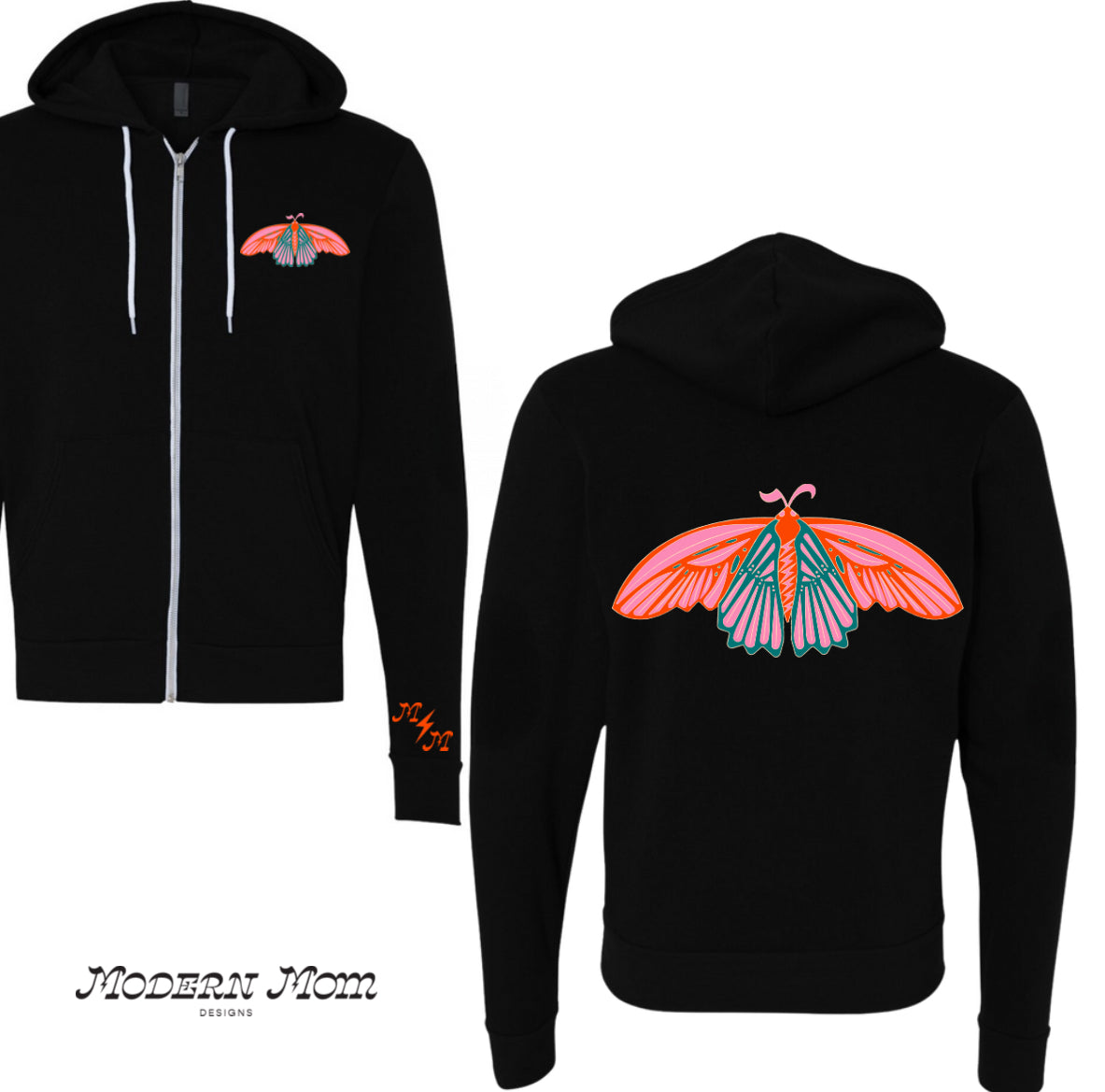 MMD butterfly (BLACK W/SLEEVE DETAIL) zip up