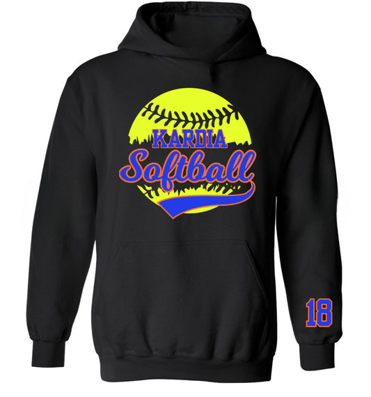 Kardia softball hoodie custom sleeve adult (leave a note at checkout)