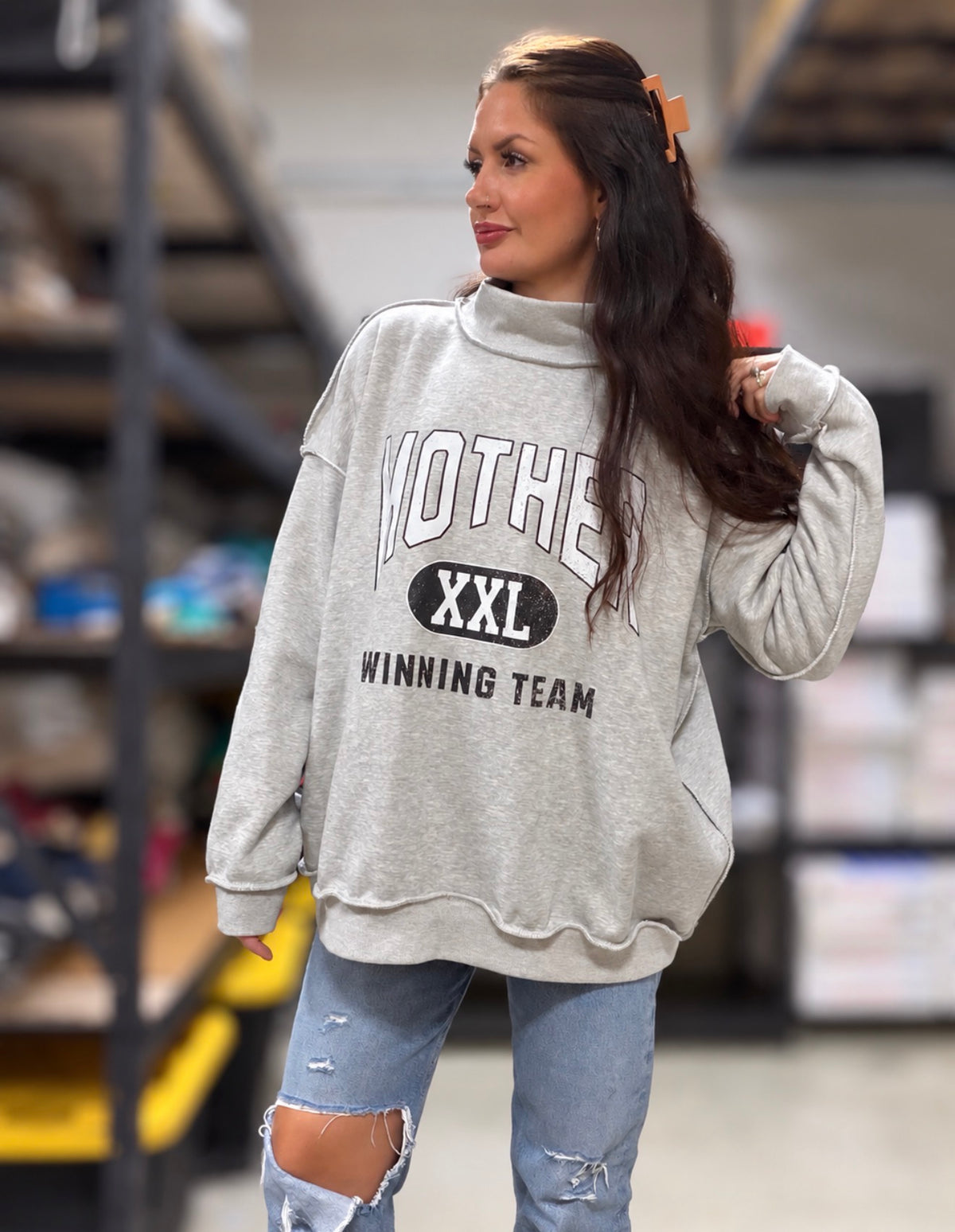 MOTHER mock neck crewneck