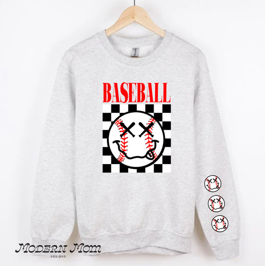 Baseball smiley sleeves crewneck