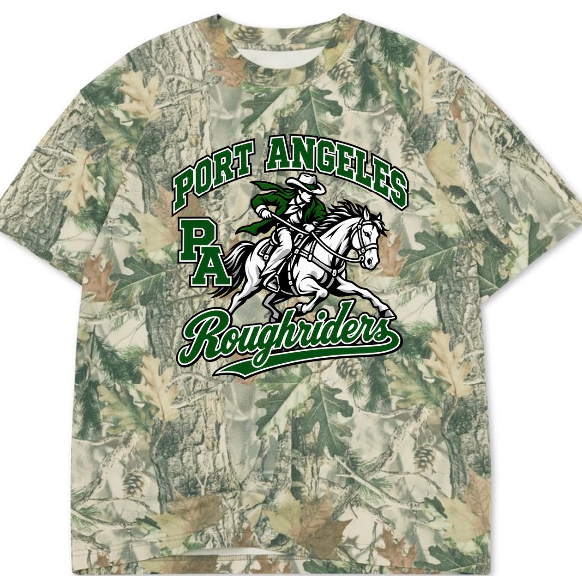 PA Roughriders boxy premium wood camo tee (youth XS-Adult 3XL)
