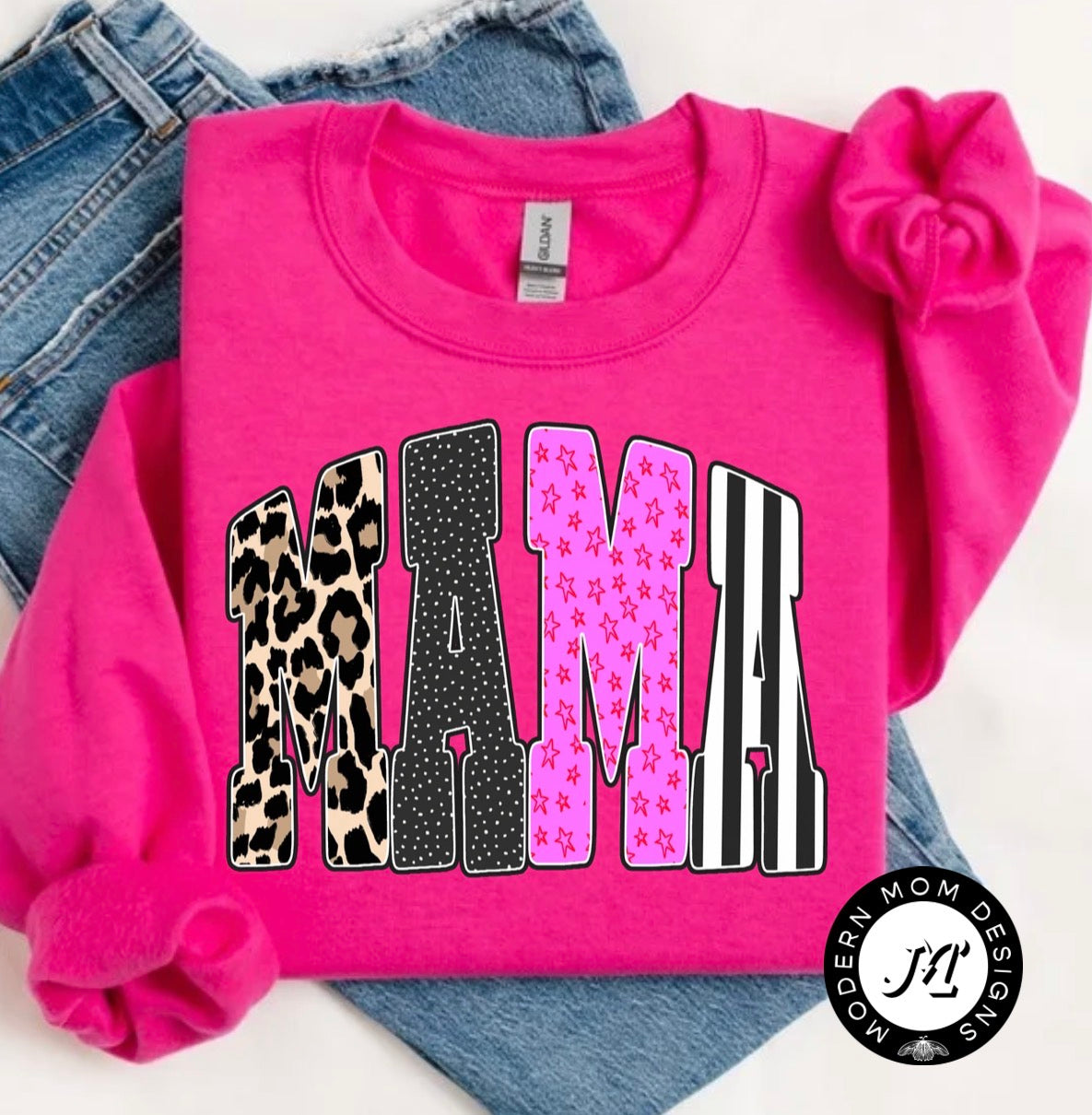 Mama pink pattern crewneck