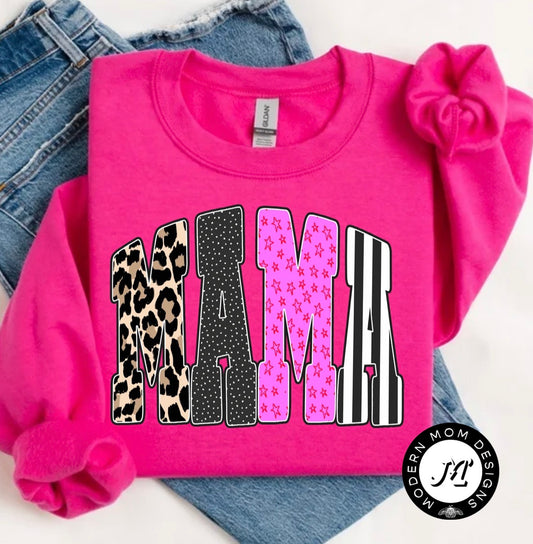 Mama pink pattern crewneck
