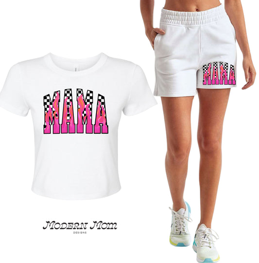 Mama pink flames babydoll tee (jogger shorts sold separate)