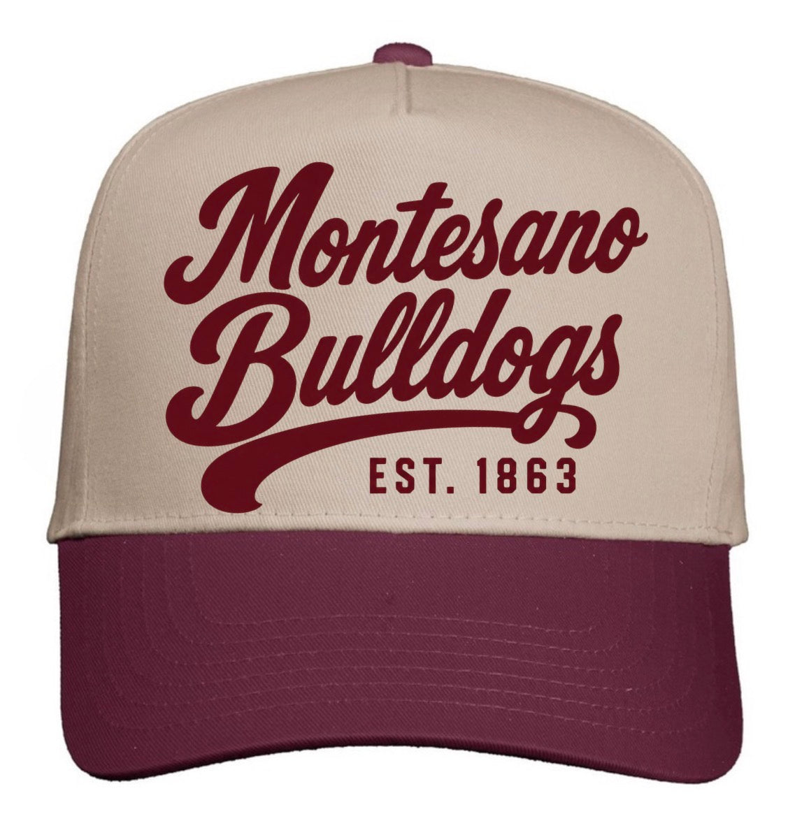 Montesano Bulldogs maroon EST.  hat