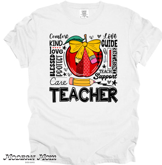 Teacher collage with apple