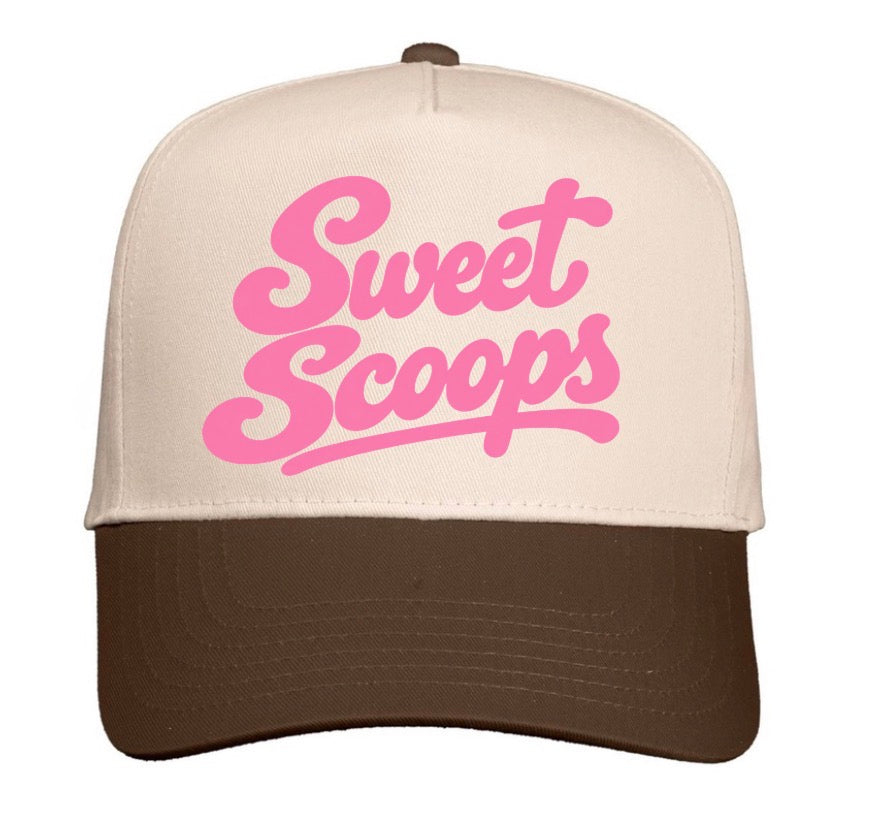 Sweet scoops brown bill trucker hat (screen print)