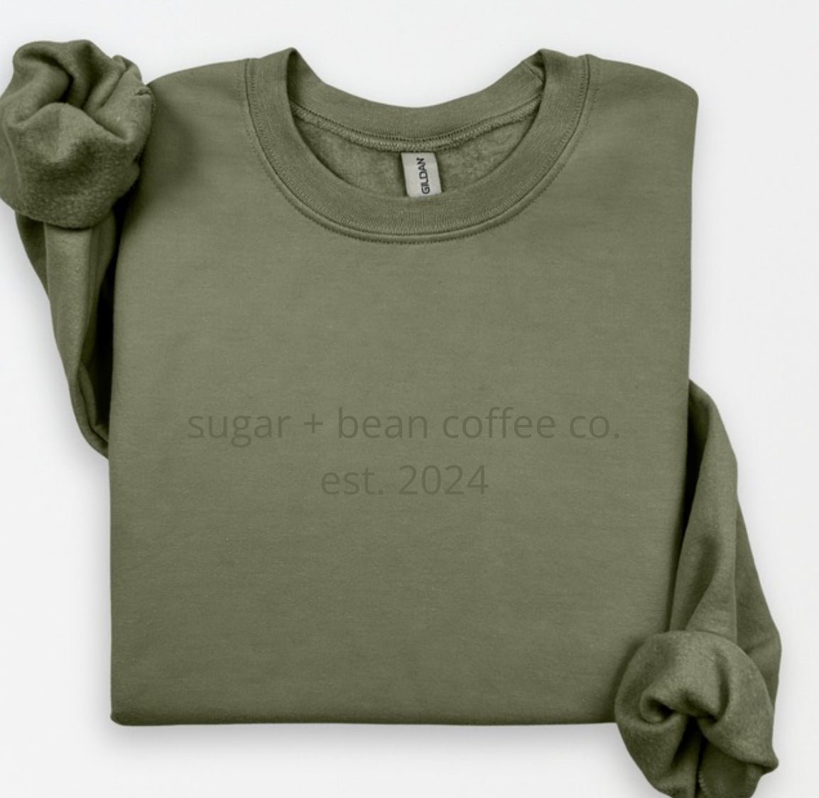 sugar and bean coffee co.  embroidered monochrome crewneck NO DATE