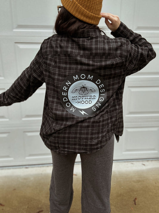 Modern mom exclusive mother-hood butterfly logo flannel