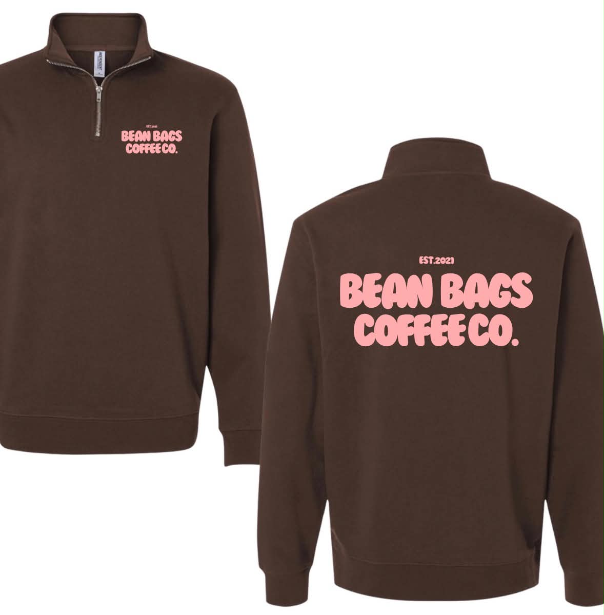 Bean Bags Coffee Co. bubble print quarter zip