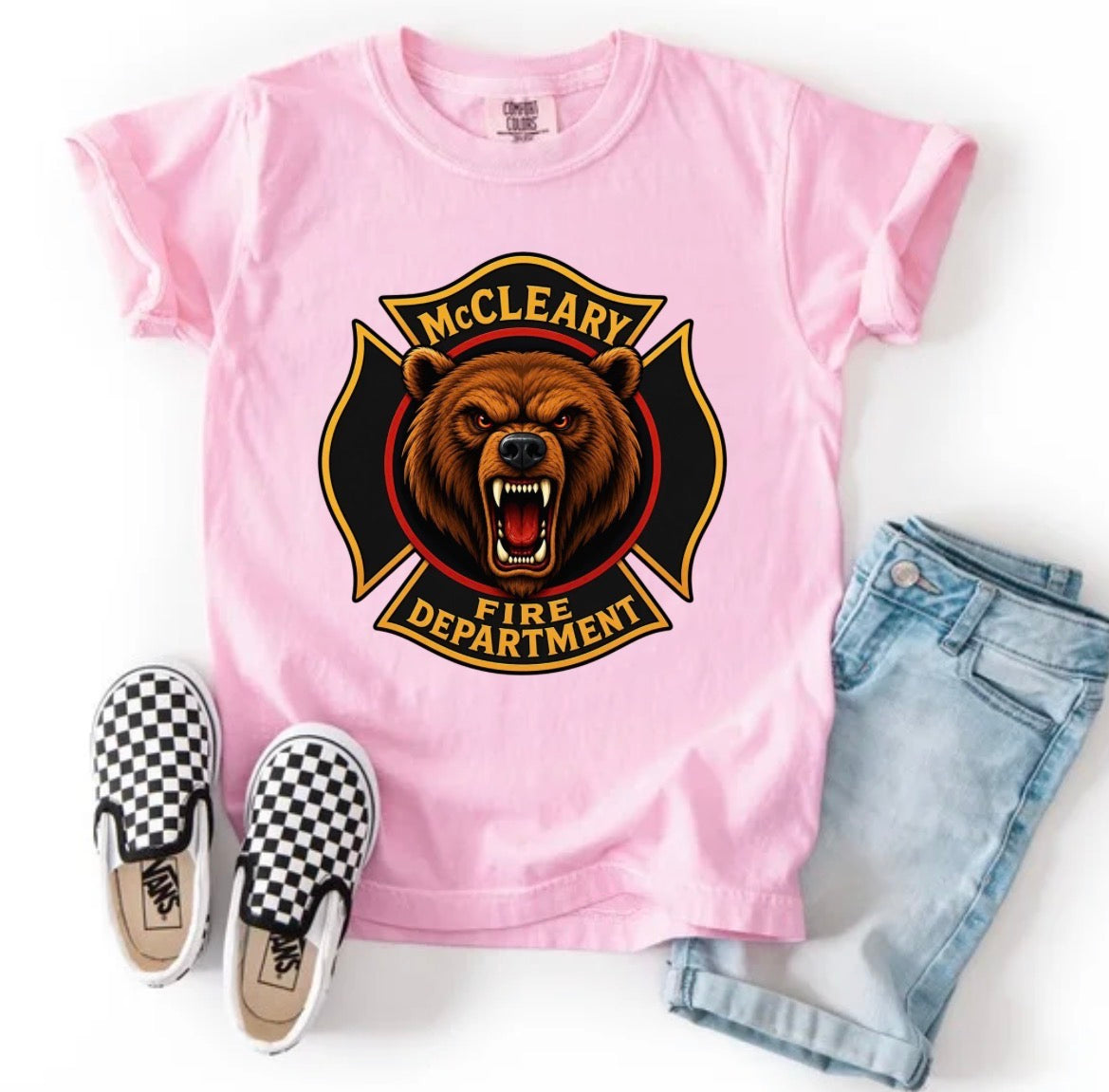 McCleary Fire Dept. pink (tee shirt, hoodie or crewneck) (toddler-youth XL)
