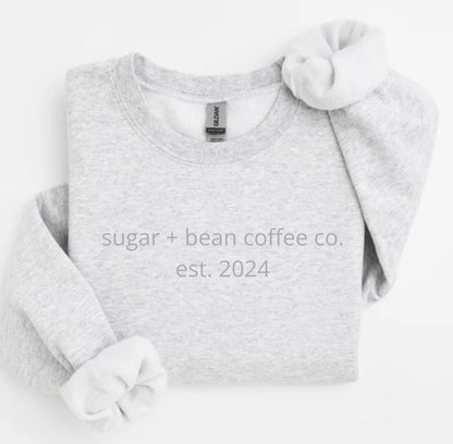 sugar and bean coffee co.  embroidered monochrome crewneck NO DATE