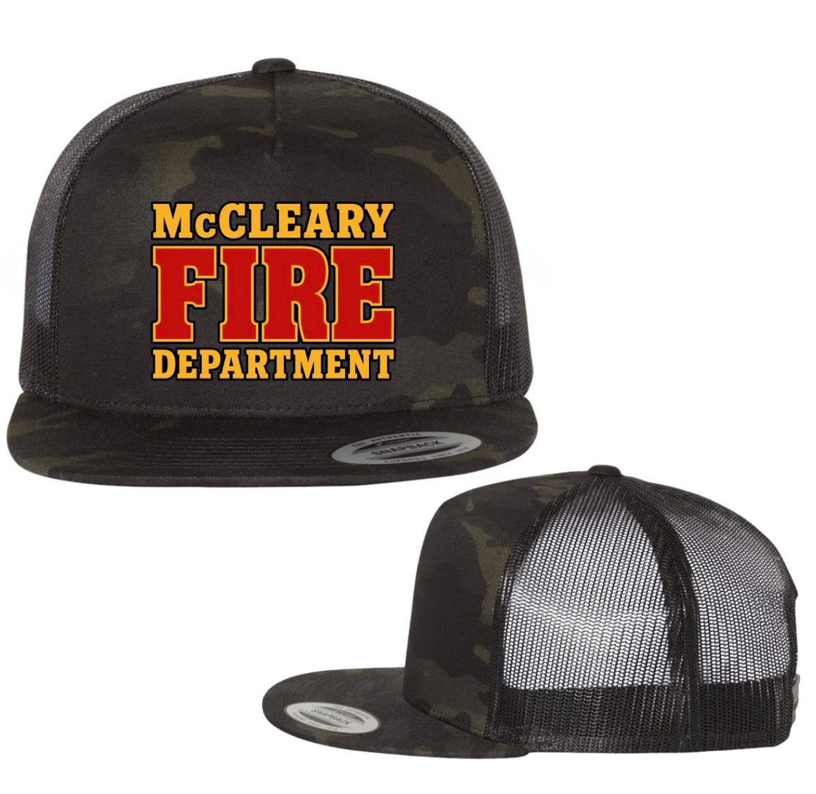 McCleary Fire dept. black camo flat bill SnapBack