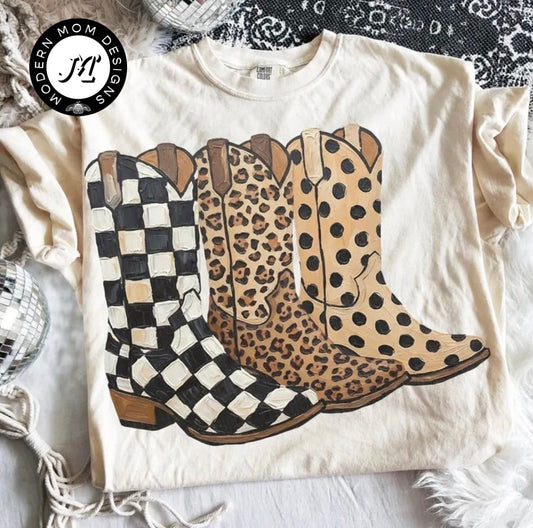Printed cowgirl boots (tank top, tee shirt, crewneck or hoodie)