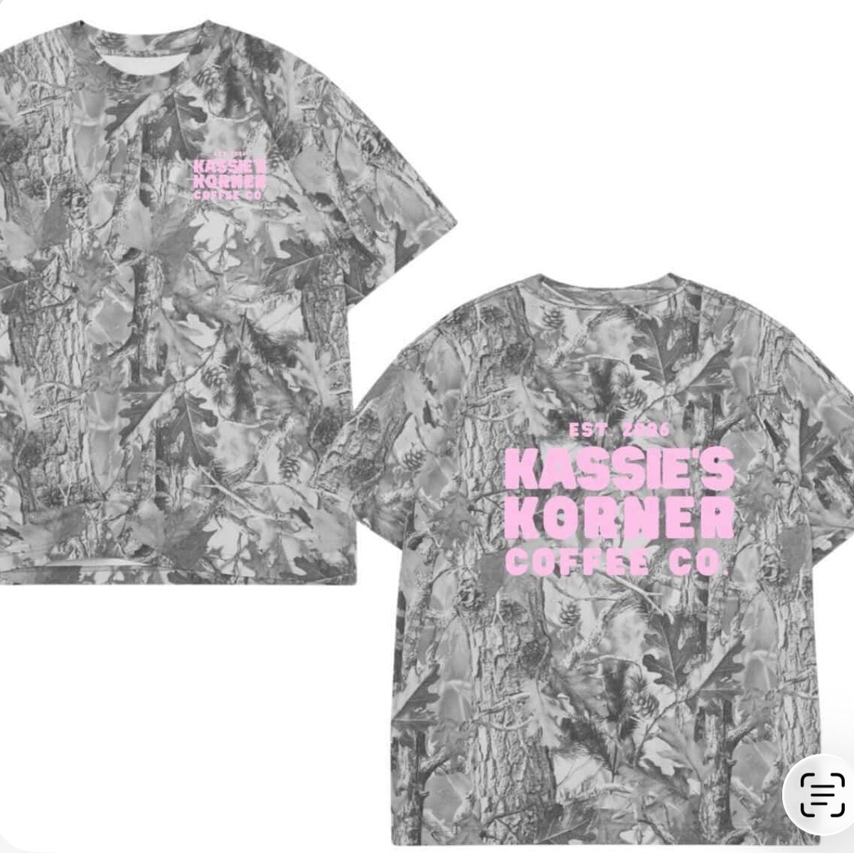 Kassies Korner grey camo w/pink