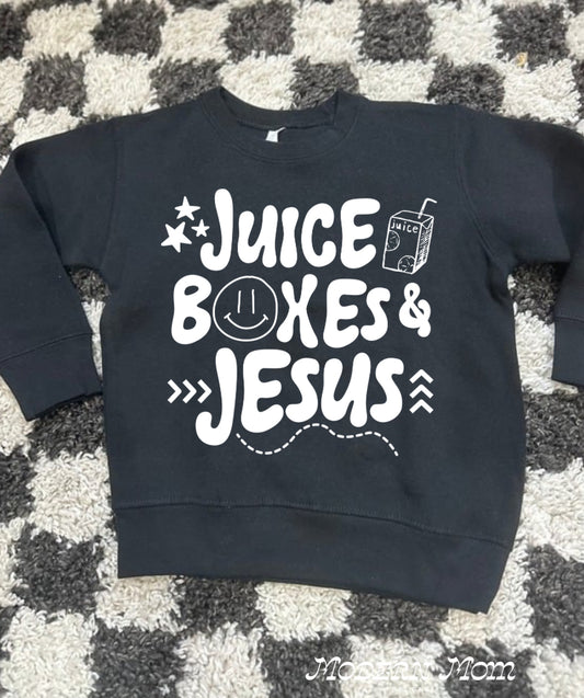 Juice boxes and jesus black(2T-youth XL)-tee, crewneck, or hoodie