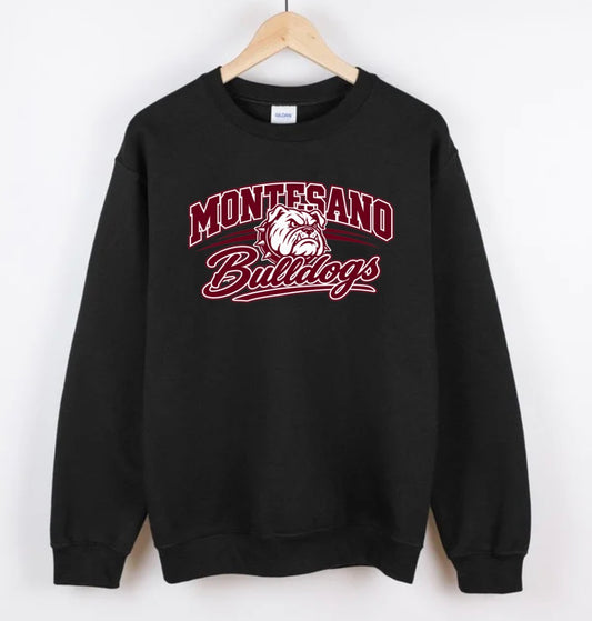 Montesano Bulldogs black crewneck or hoodie