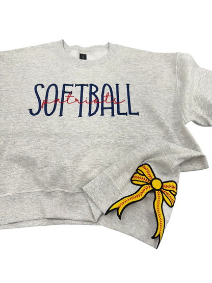 Embroidered CUSTOM sports crewneck with side bows (PLEASE ALLOW 15 business days for these to ship)