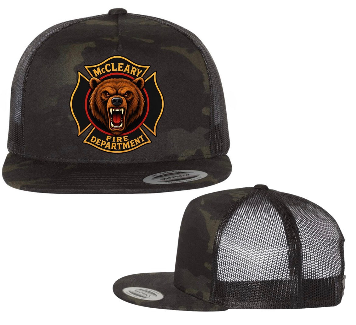 McCleary Fire dept. logo black camo flat bill SnapBack
