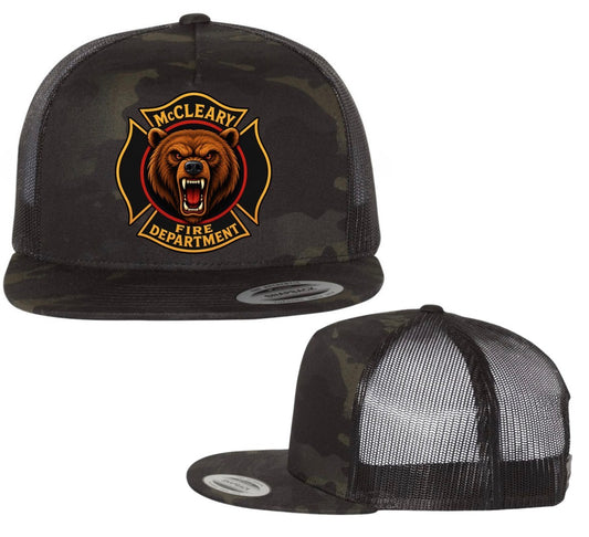 McCleary Fire dept. logo black camo flat bill SnapBack