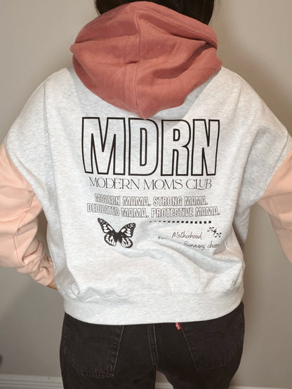 MDRN pink boxy cropped hoodie