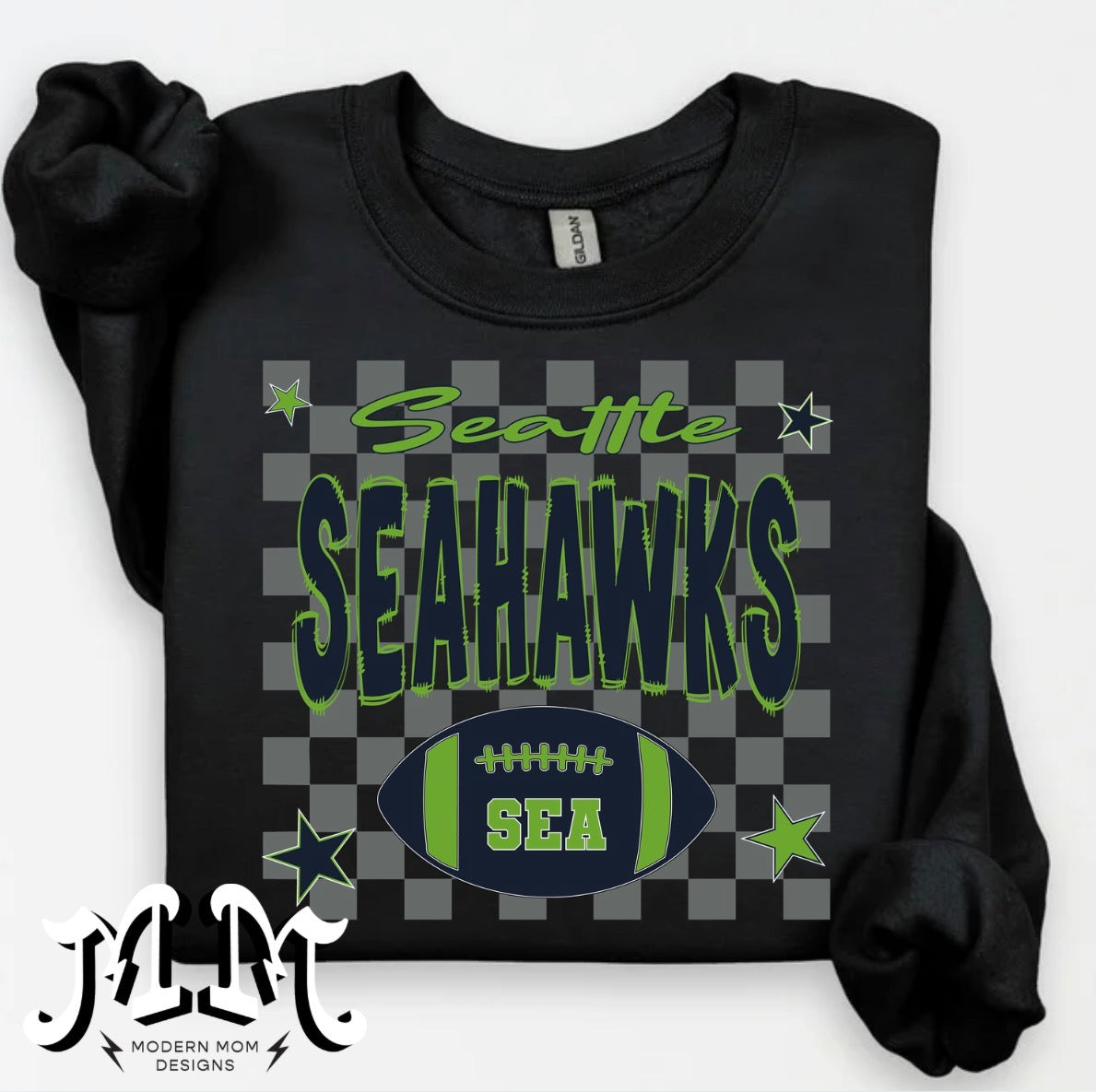 Seattle checkered background (tee, crewneck or hoodie)