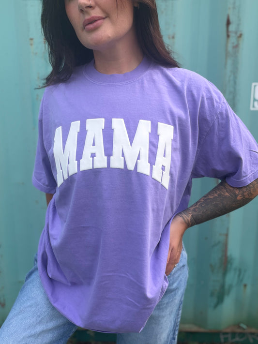 MAMA violet puff print tee shirt