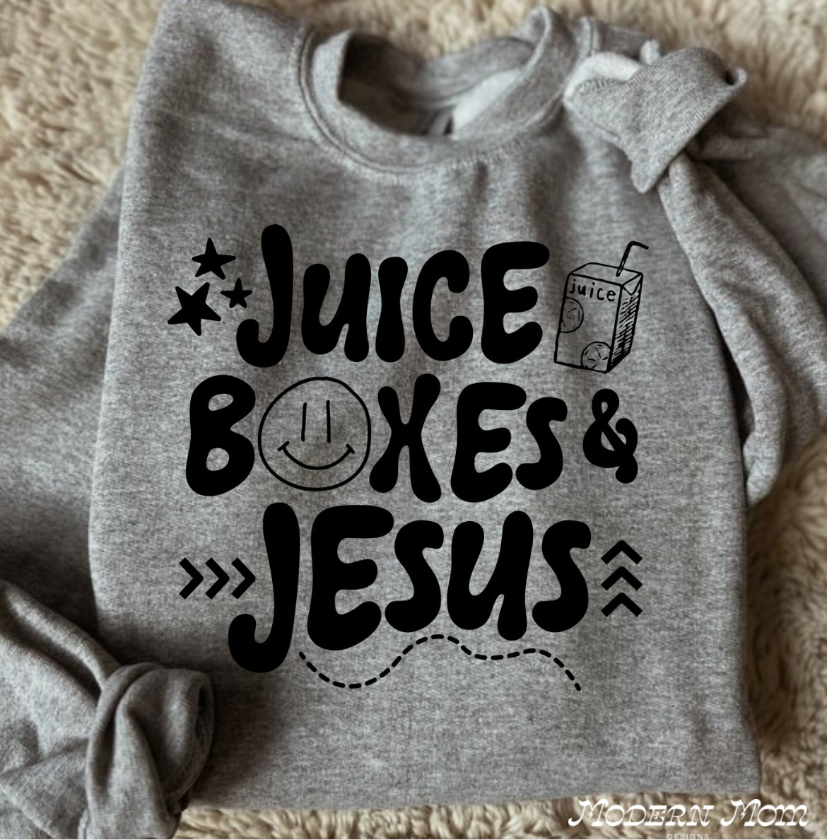 Juice boxes and jesus grey(2T-youth XL)-tee, crewneck, or hoodie