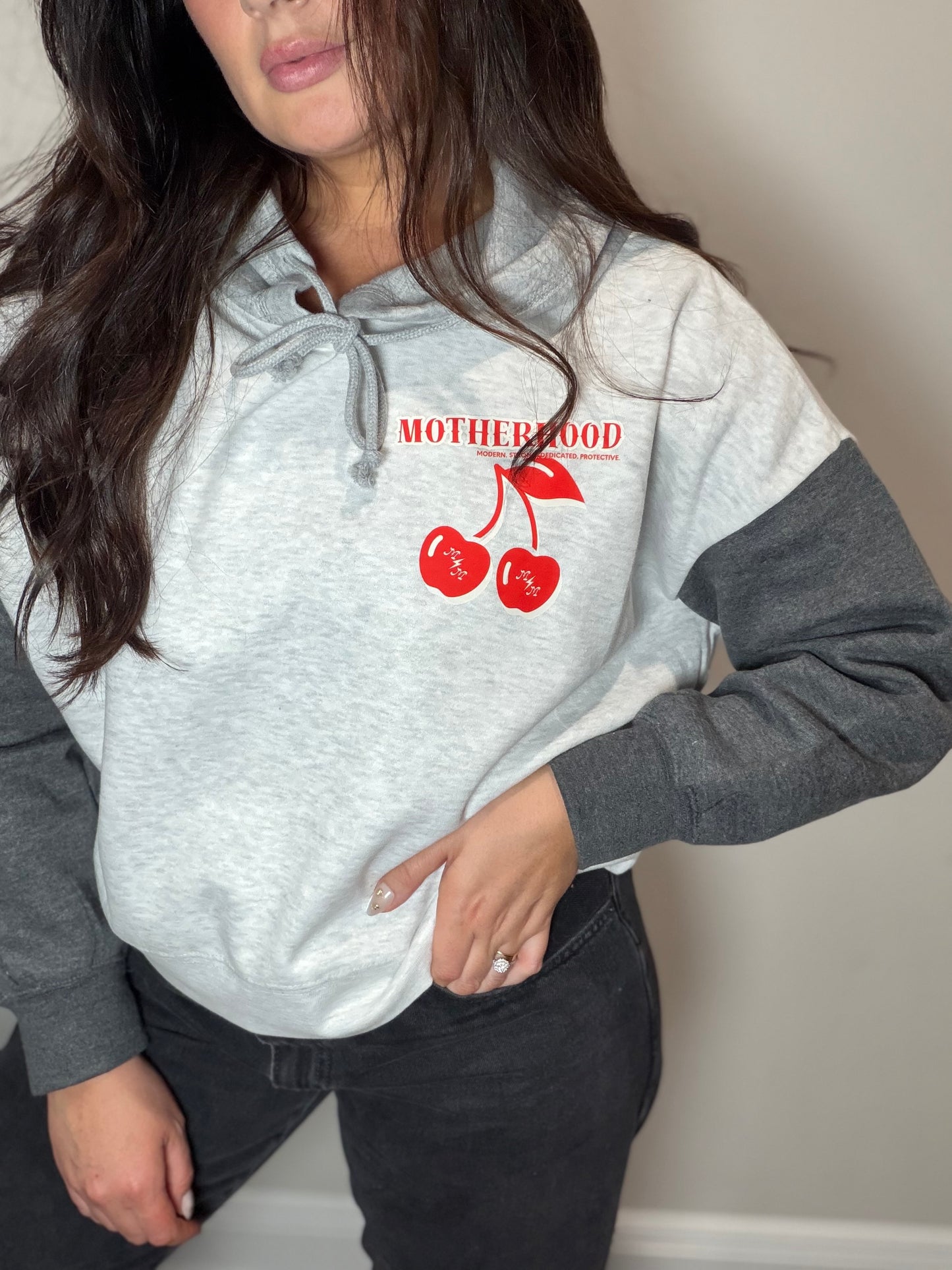 Motherhood cherry boxy cropped hoodie