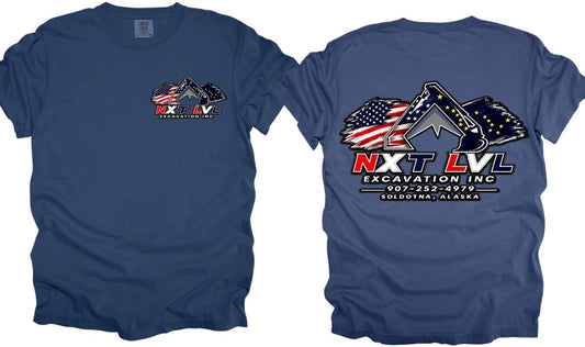 NXT LVL denim tee w/flag logo